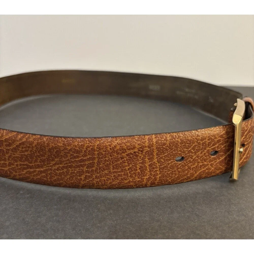 Men's Hickok Belt Makers Brown Leather Made On Cowhide Cashmere Suede Size 34